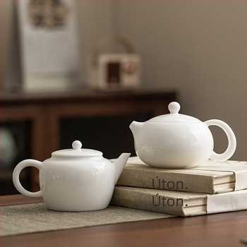 Dehua fehér porcelán teáskanna, kézzel készített kung-fu stílusú teáskészlet, Főnix motívum, kerámia otthoni használatra, logó testreszabás elérhető