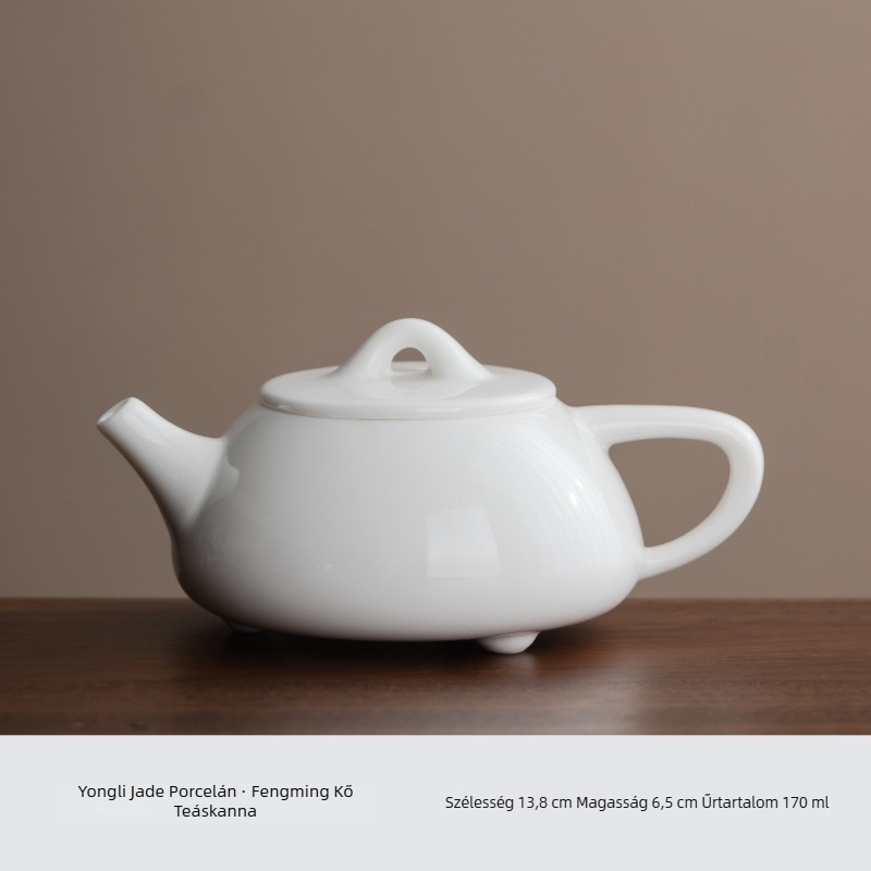 Dehua fehér porcelán teáskanna, kézzel készített kung-fu stílusú teáskészlet, Főnix motívum, kerámia otthoni használatra, logó testreszabás elérhető