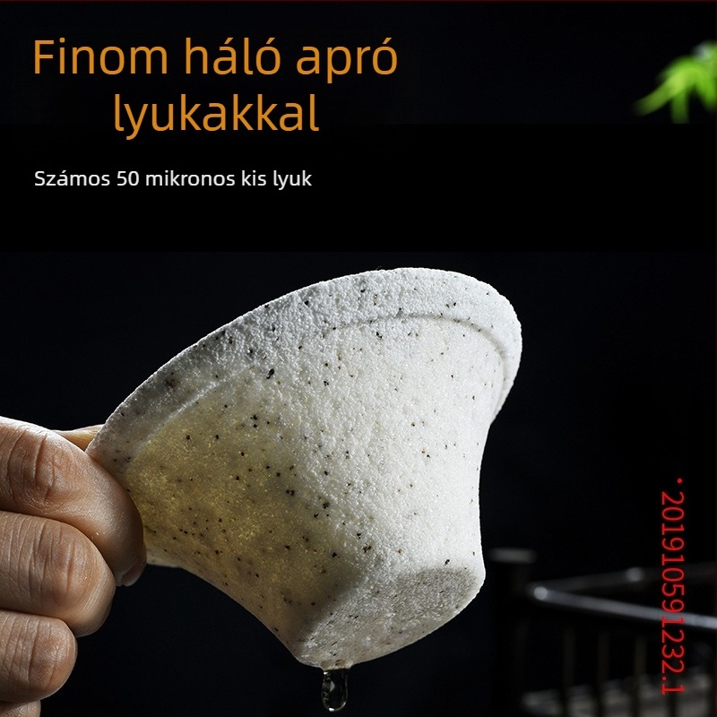 Porcelán teafilter tölcsérrel — neporózus kerámia tealevelek szűrője