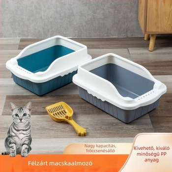 Macskaalom-tálca, nagy méretű, félig zárt kialakítás, anti-homok dizájn