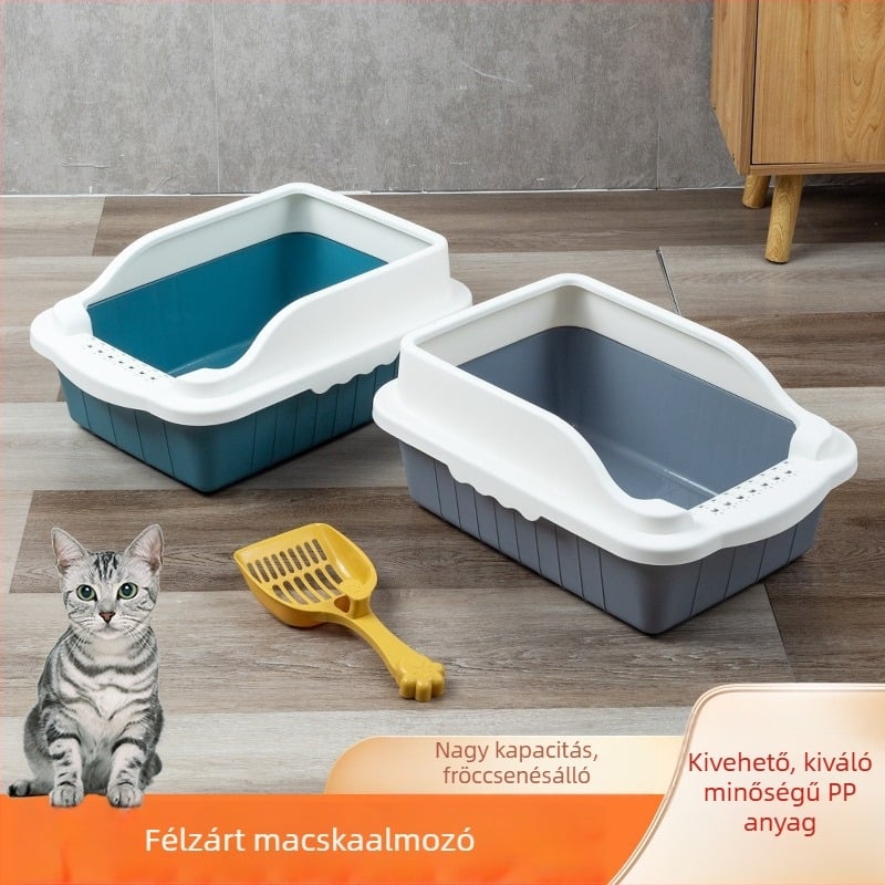 Macskaalom-tálca, nagy méretű, félig zárt kialakítás, anti-homok dizájn
