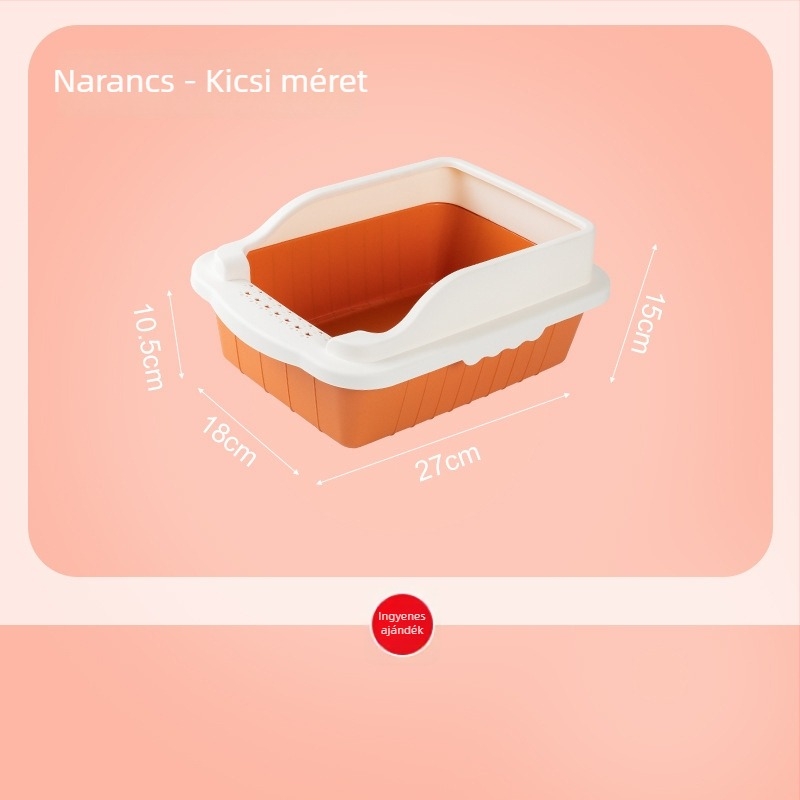 Macskaalom-tálca, nagy méretű, félig zárt kialakítás, anti-homok dizájn