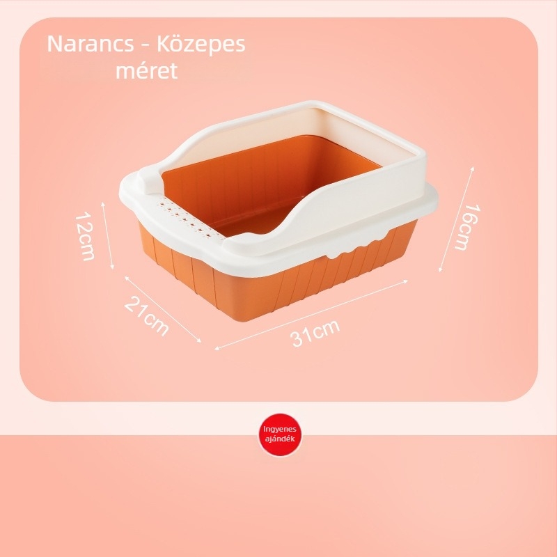 Macskaalom-tálca, nagy méretű, félig zárt kialakítás, anti-homok dizájn