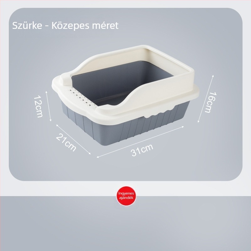 Macskaalom-tálca, nagy méretű, félig zárt kialakítás, anti-homok dizájn