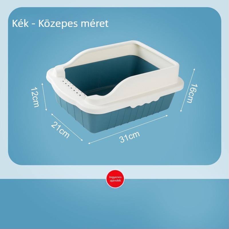 Macskaalom-tálca, nagy méretű, félig zárt kialakítás, anti-homok dizájn