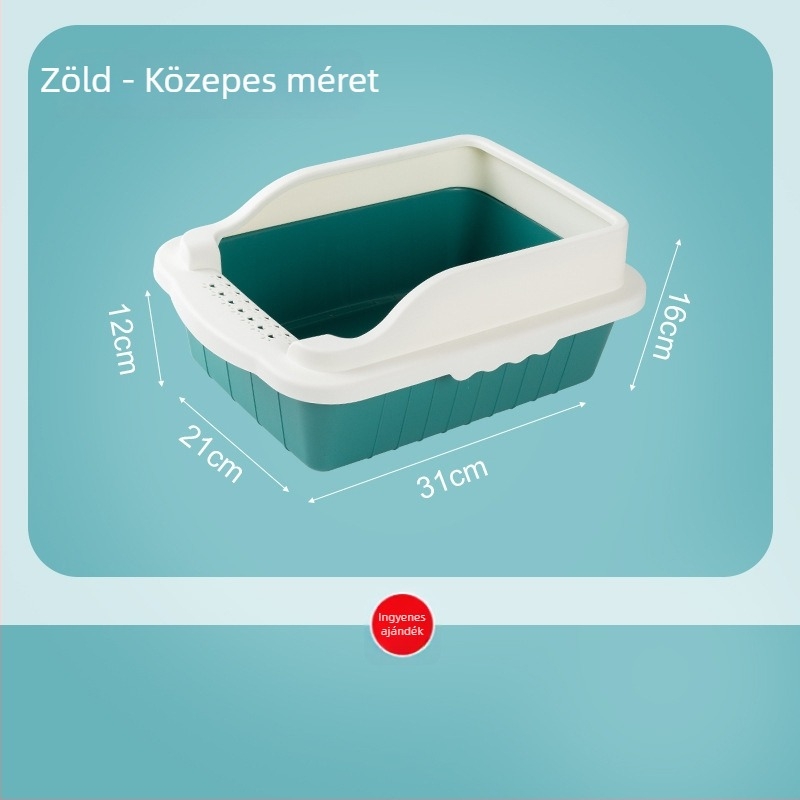 Macskaalom-tálca, nagy méretű, félig zárt kialakítás, anti-homok dizájn