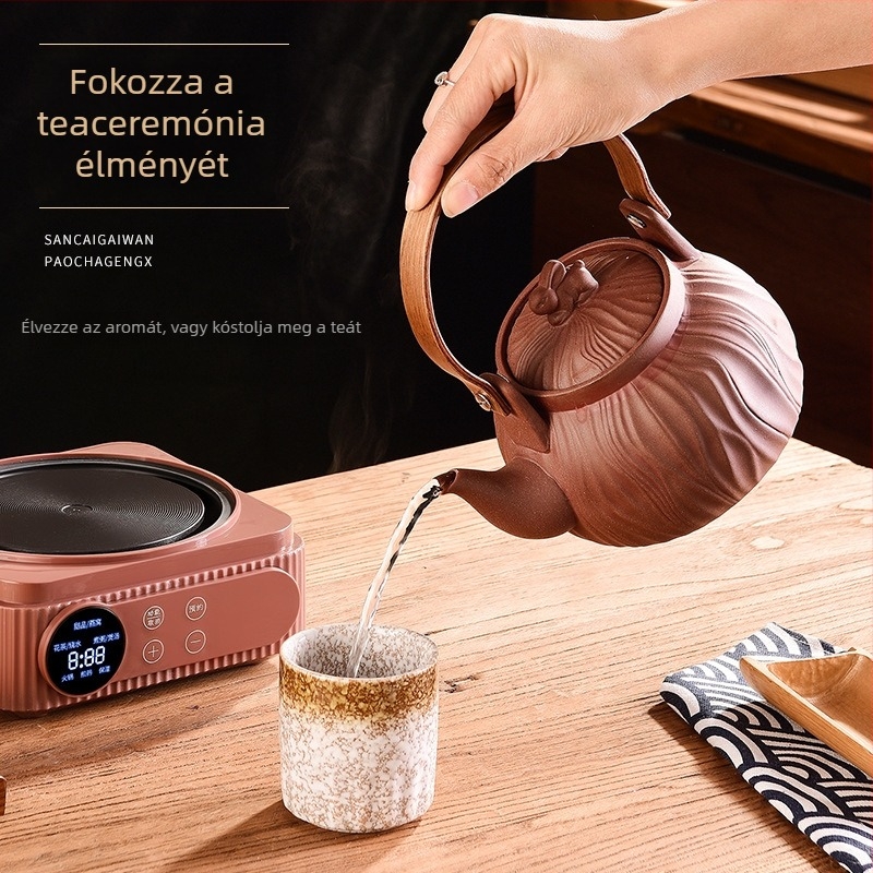 Tradicionális lila agyag teáskészlet tűzön történő főzéshez, kézzel készített lila agyag teáskanna, vízforraló edény, tejmelegítő, teáskanna és kanna