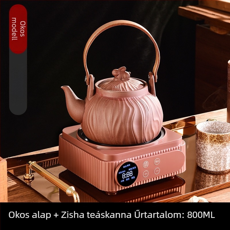 Tradicionális lila agyag teáskészlet tűzön történő főzéshez, kézzel készített lila agyag teáskanna, vízforraló edény, tejmelegítő, teáskanna és kanna