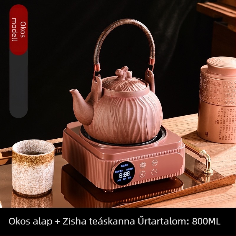 Tradicionális lila agyag teáskészlet tűzön történő főzéshez, kézzel készített lila agyag teáskanna, vízforraló edény, tejmelegítő, teáskanna és kanna