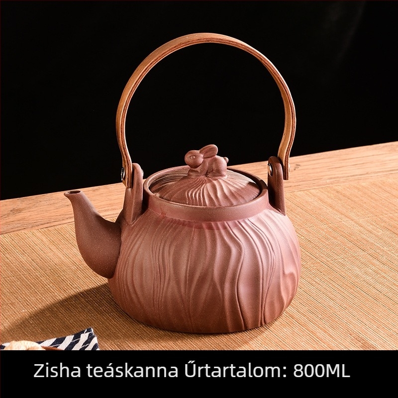 Tradicionális lila agyag teáskészlet tűzön történő főzéshez, kézzel készített lila agyag teáskanna, vízforraló edény, tejmelegítő, teáskanna és kanna