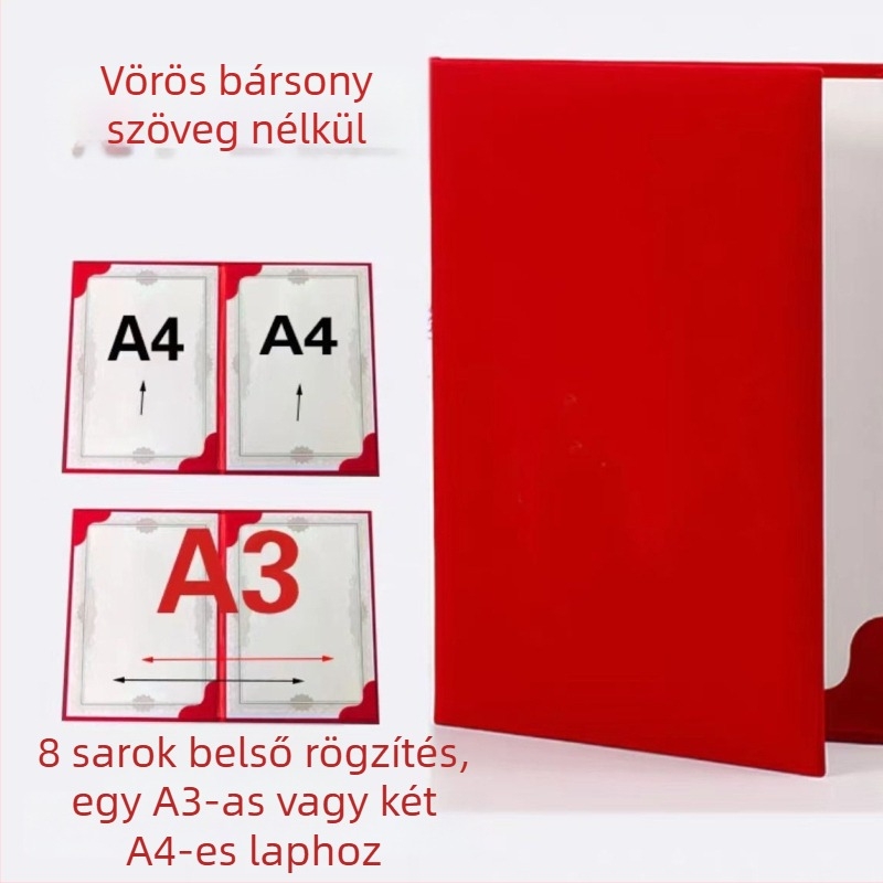 Piros A4 méretű bőrtok tanúsítványhoz, beszédekhez és költői felolvasáshoz