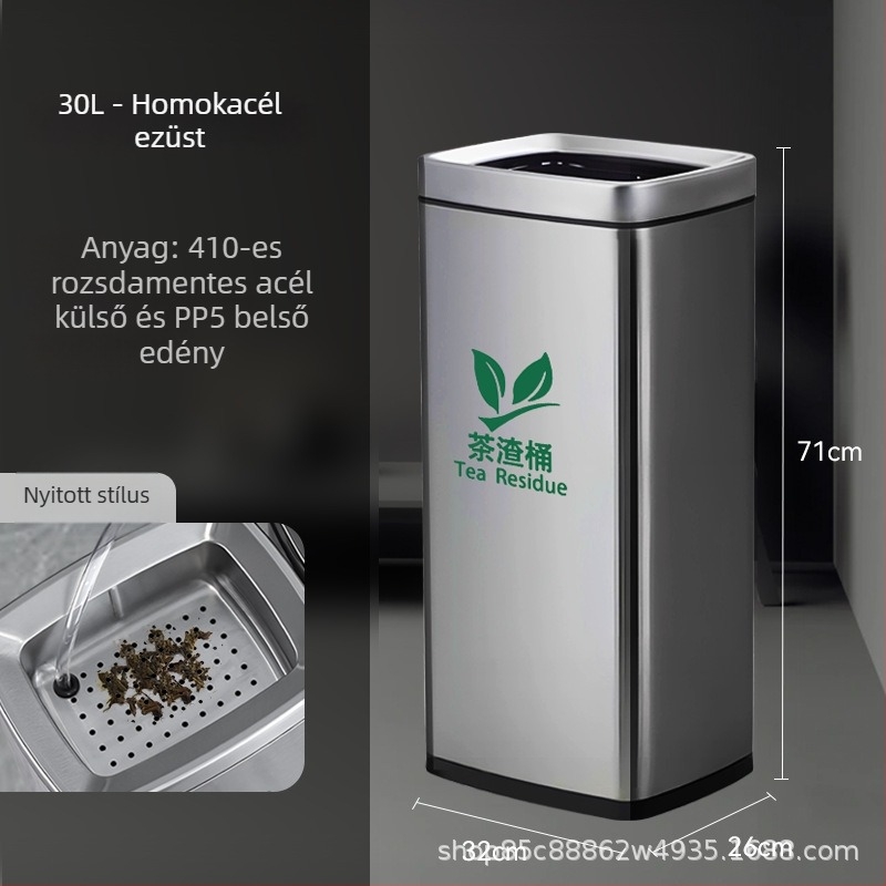 Rozsdamentes acél teás maradék- és szűrőedény, irodai használatra, 12 L kapacitás