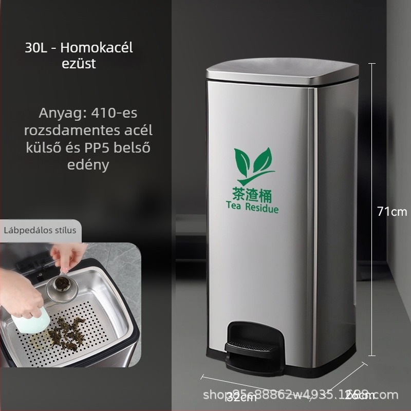 Rozsdamentes acél teás maradék- és szűrőedény, irodai használatra, 12 L kapacitás