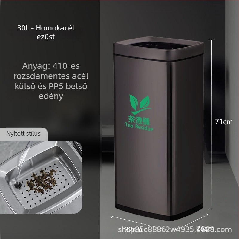 Rozsdamentes acél teás maradék- és szűrőedény, irodai használatra, 12 L kapacitás