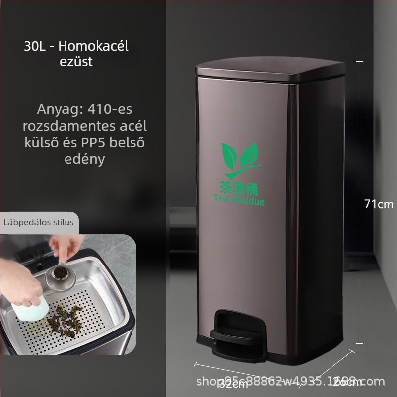 Rozsdamentes acél teás maradék- és szűrőedény, irodai használatra, 12 L kapacitás