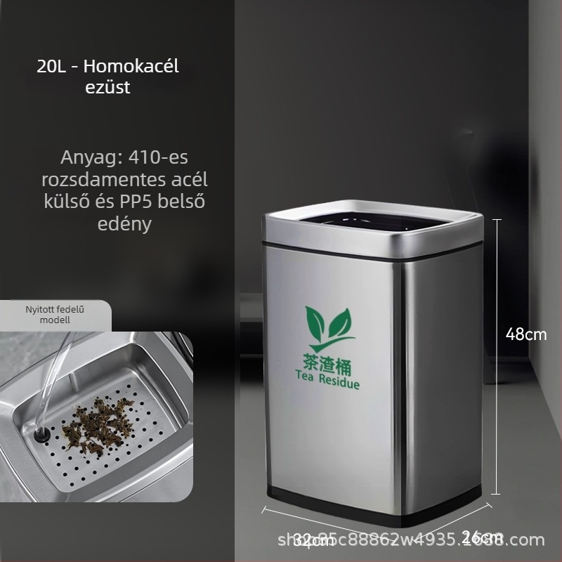 Rozsdamentes acél teás maradék- és szűrőedény, irodai használatra, 12 L kapacitás