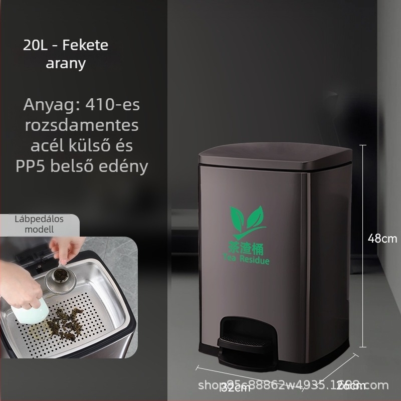Rozsdamentes acél teás maradék- és szűrőedény, irodai használatra, 12 L kapacitás