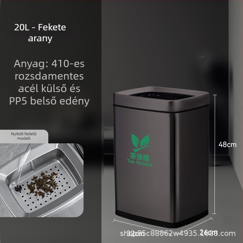 Rozsdamentes acél teás maradék- és szűrőedény, irodai használatra, 12 L kapacitás