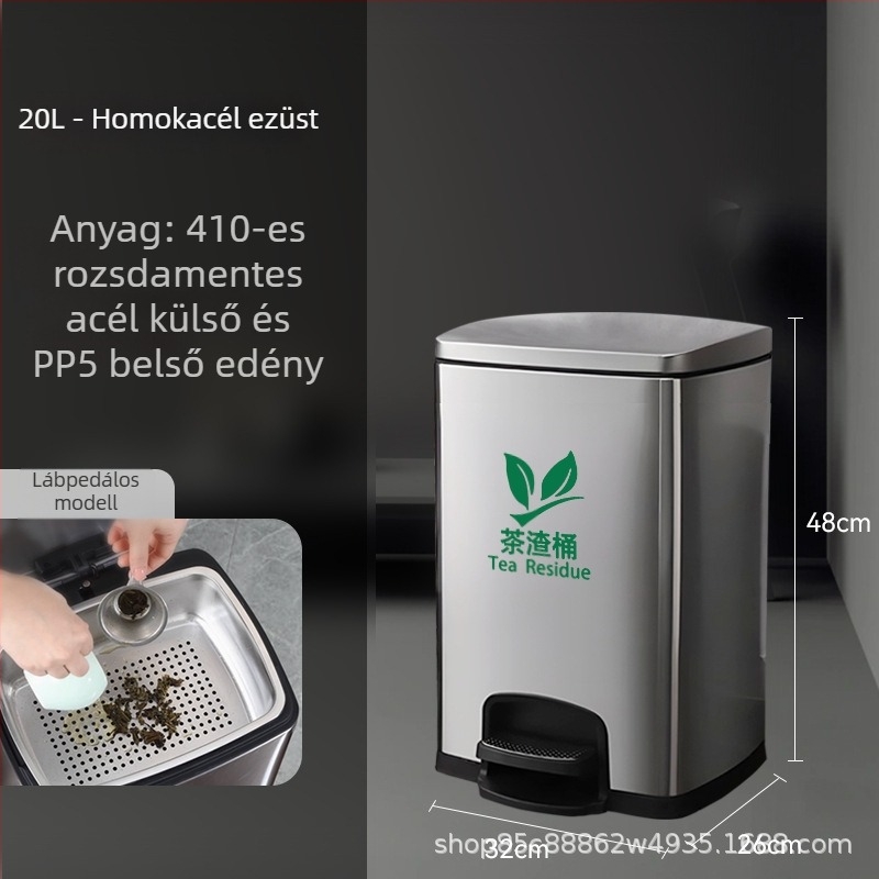 Rozsdamentes acél teás maradék- és szűrőedény, irodai használatra, 12 L kapacitás