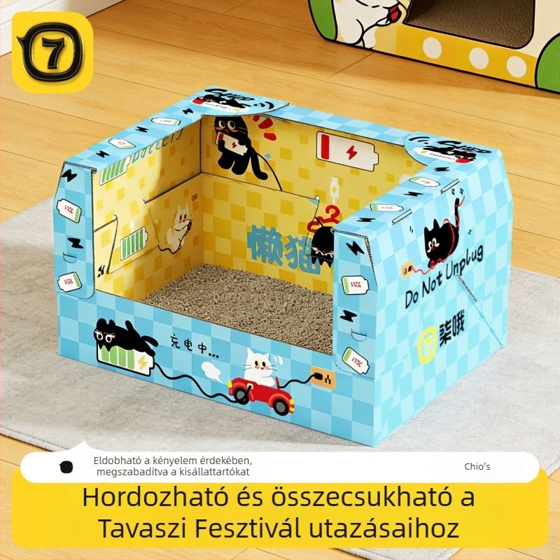Hordozható egyszer használatos macskaalomtálca, vízálló, nagy méretű, utazáshoz és autóban használható, egymásra rakható
