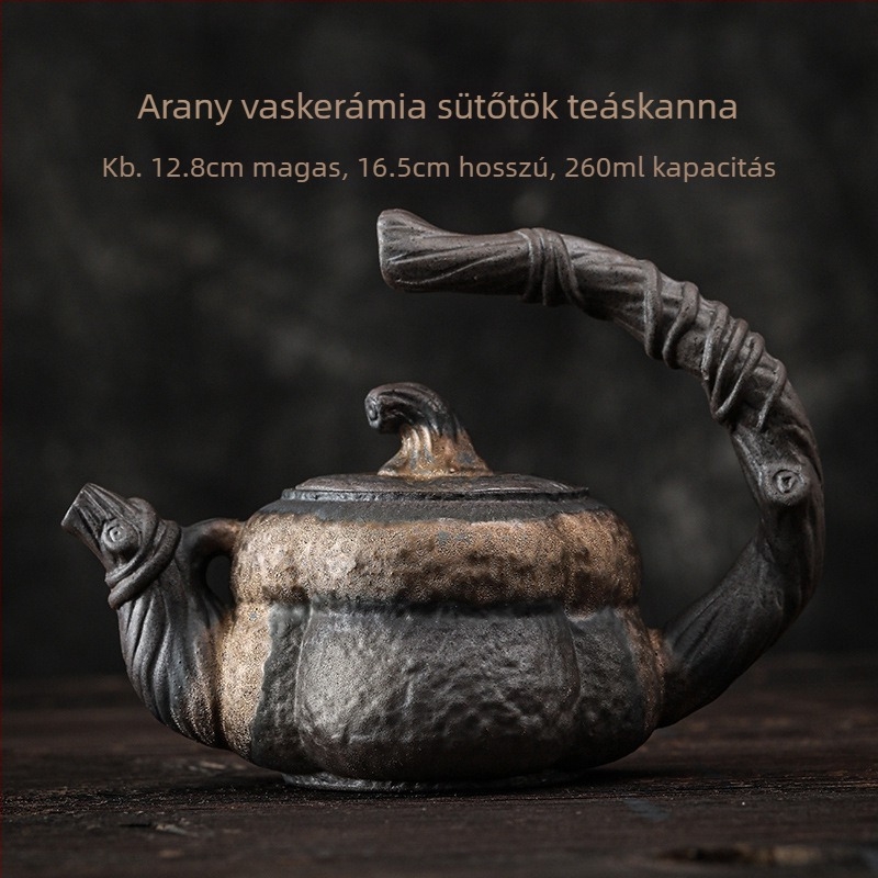 Vintage rusztikus kerámia teamelegítő készlet japán stílusú gyertyás alappal és kerámia teáskannával.