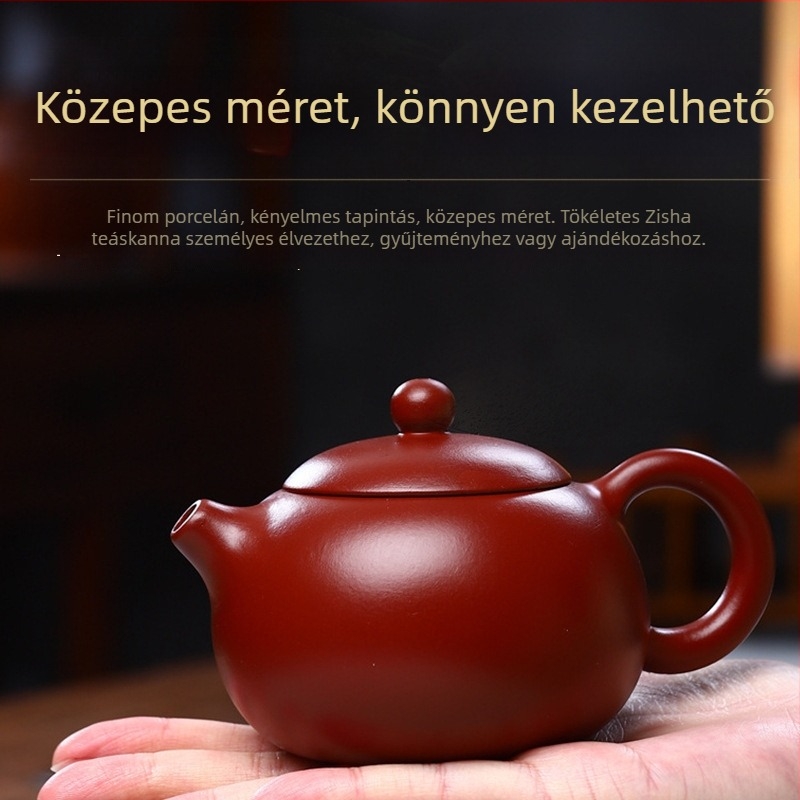 Kézzel készített lila agyag teáskanna, Red Robe Xishi stílus, otthoni teázáshoz, ajándékdobozzal