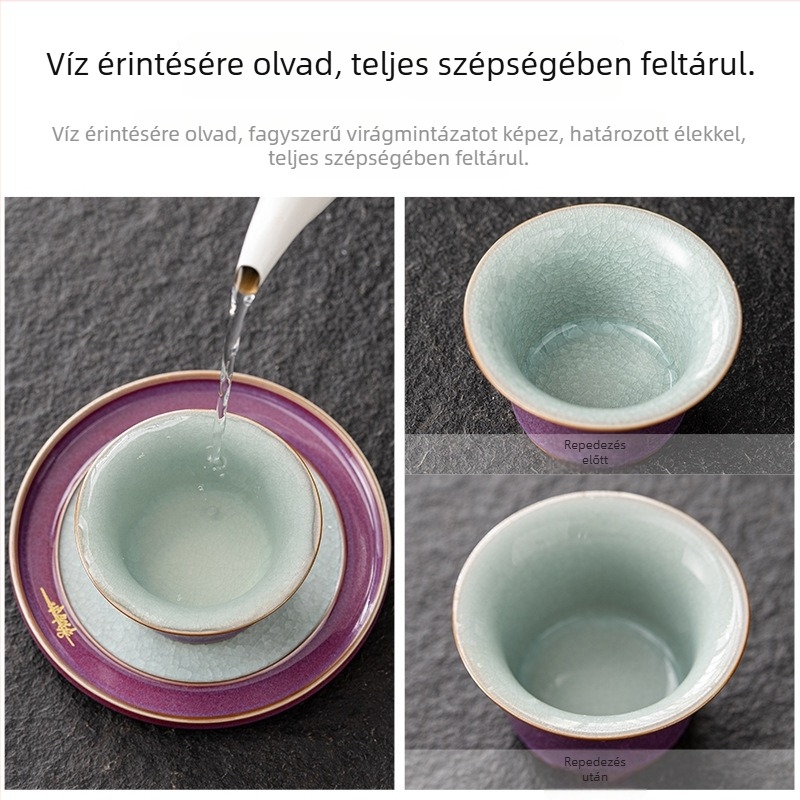 Zijun Kiln Kung Fu porcelán teászett Ice Flower mintával — teáskanna, gaiwan és teáscsészék, könnyed luxus