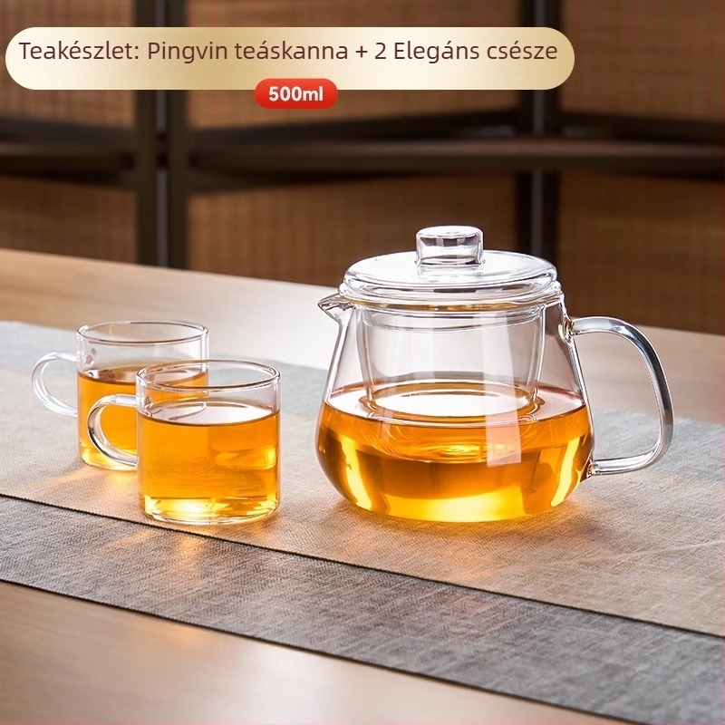 Boroszilikát üveg teáskanna tea–víz elválasztó rendszerrel, 2025-ös új modell otthoni használatra, kis virágos dizájnnal, hőálló