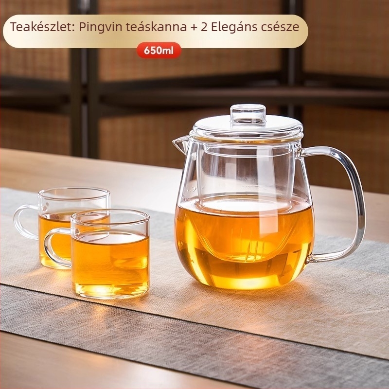 Boroszilikát üveg teáskanna tea–víz elválasztó rendszerrel, 2025-ös új modell otthoni használatra, kis virágos dizájnnal, hőálló