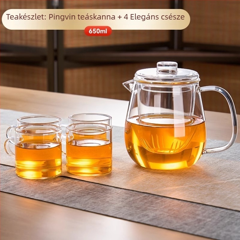 Boroszilikát üveg teáskanna tea–víz elválasztó rendszerrel, 2025-ös új modell otthoni használatra, kis virágos dizájnnal, hőálló