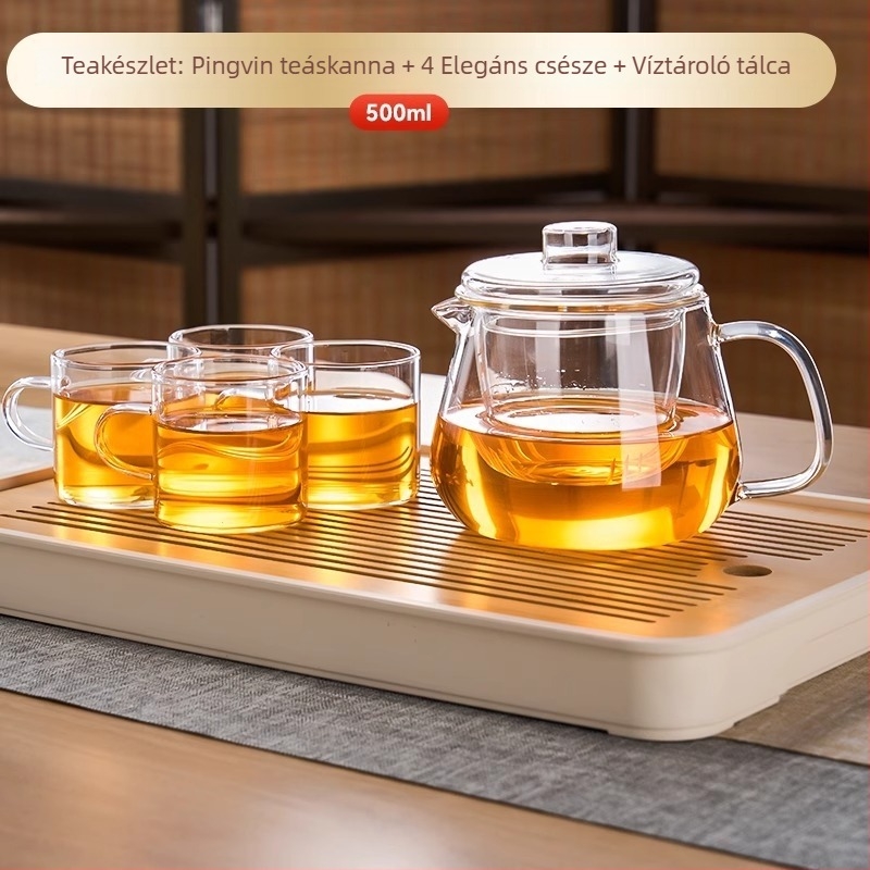 Boroszilikát üveg teáskanna tea–víz elválasztó rendszerrel, 2025-ös új modell otthoni használatra, kis virágos dizájnnal, hőálló