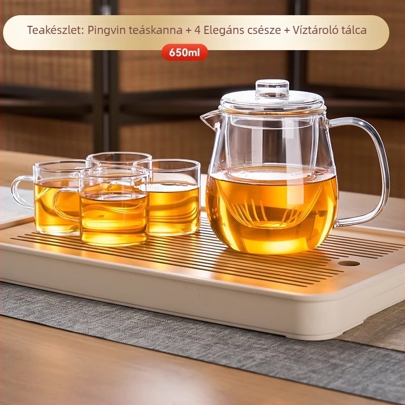 Boroszilikát üveg teáskanna tea–víz elválasztó rendszerrel, 2025-ös új modell otthoni használatra, kis virágos dizájnnal, hőálló