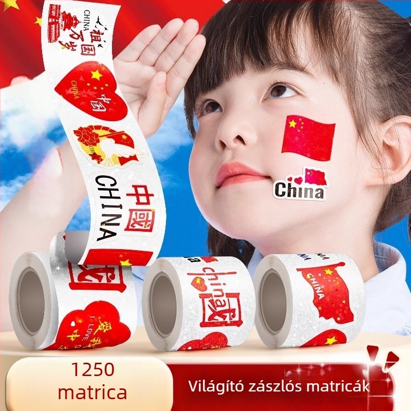 True Color hazafias piros zászló arcra helyezhető matrica – szívvel, kis zászló