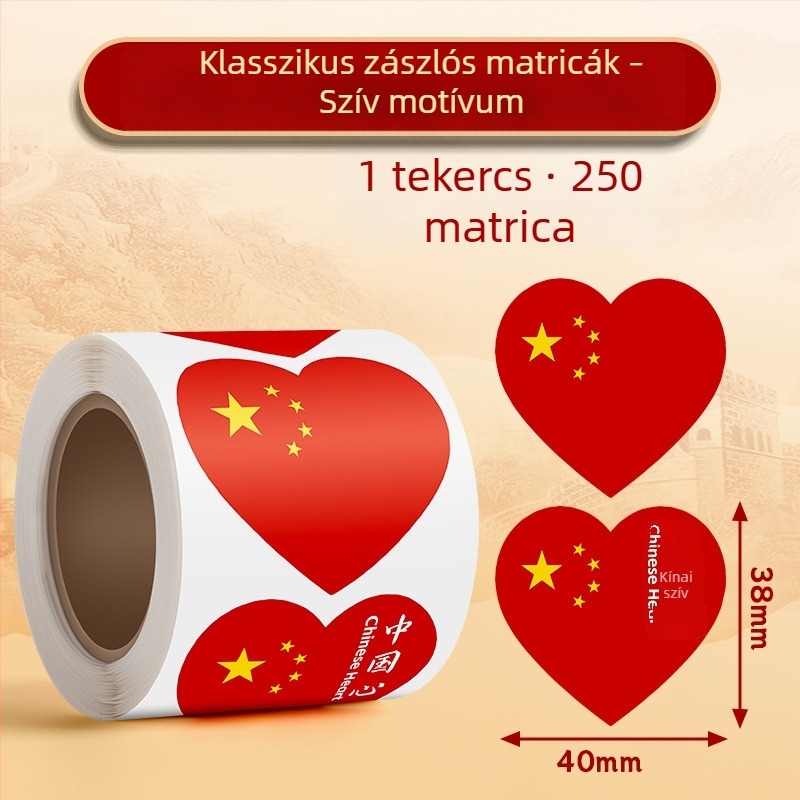 True Color hazafias piros zászló arcra helyezhető matrica – szívvel, kis zászló