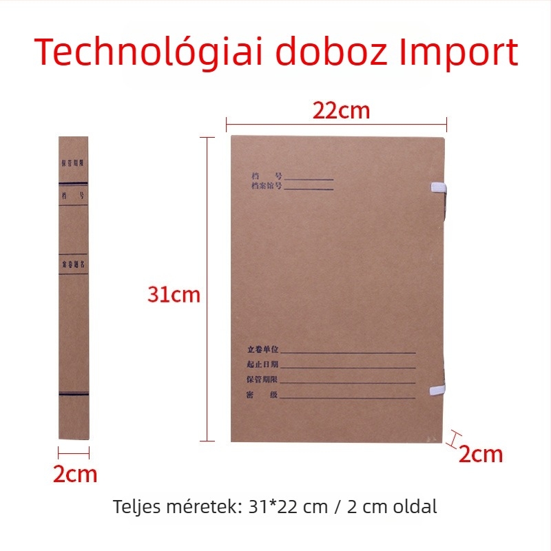 A4-es méretű kraft papírból készült dokumentumtartó doboz, savmentes