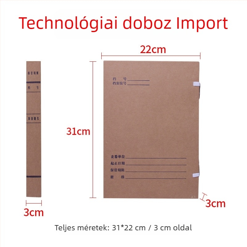 A4-es méretű kraft papírból készült dokumentumtartó doboz, savmentes