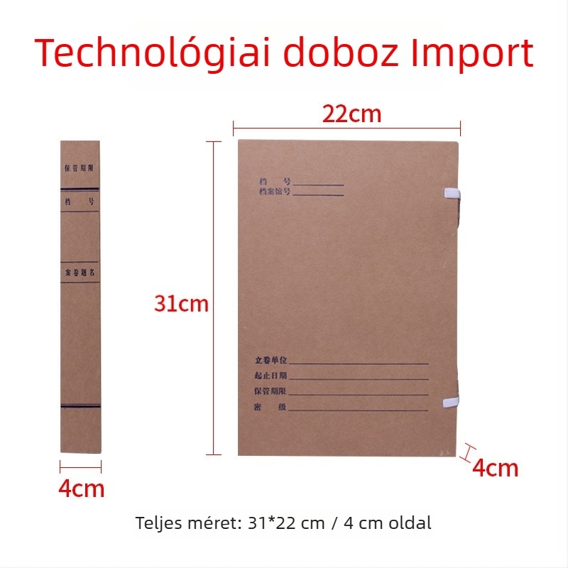 A4-es méretű kraft papírból készült dokumentumtartó doboz, savmentes