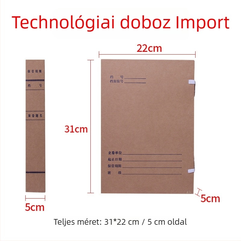 A4-es méretű kraft papírból készült dokumentumtartó doboz, savmentes