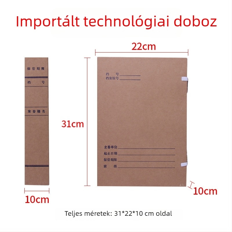 A4-es méretű kraft papírból készült dokumentumtartó doboz, savmentes