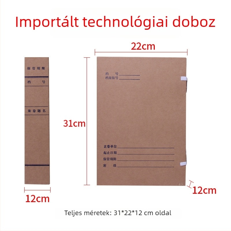 A4-es méretű kraft papírból készült dokumentumtartó doboz, savmentes