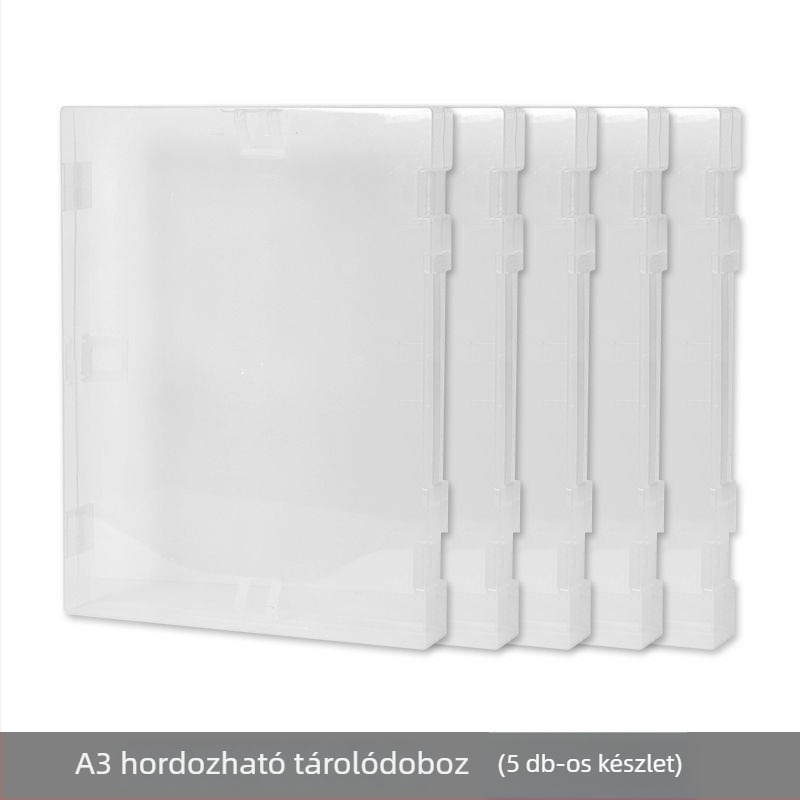 A3 átlátszó dokumentumtartó doboz vastag falú, diákok számára, nagy kapacitás, többfunkciós művészeti mappa és asztali szervező