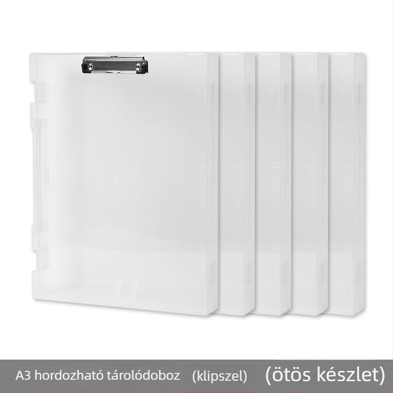 A3 átlátszó dokumentumtartó doboz vastag falú, diákok számára, nagy kapacitás, többfunkciós művészeti mappa és asztali szervező