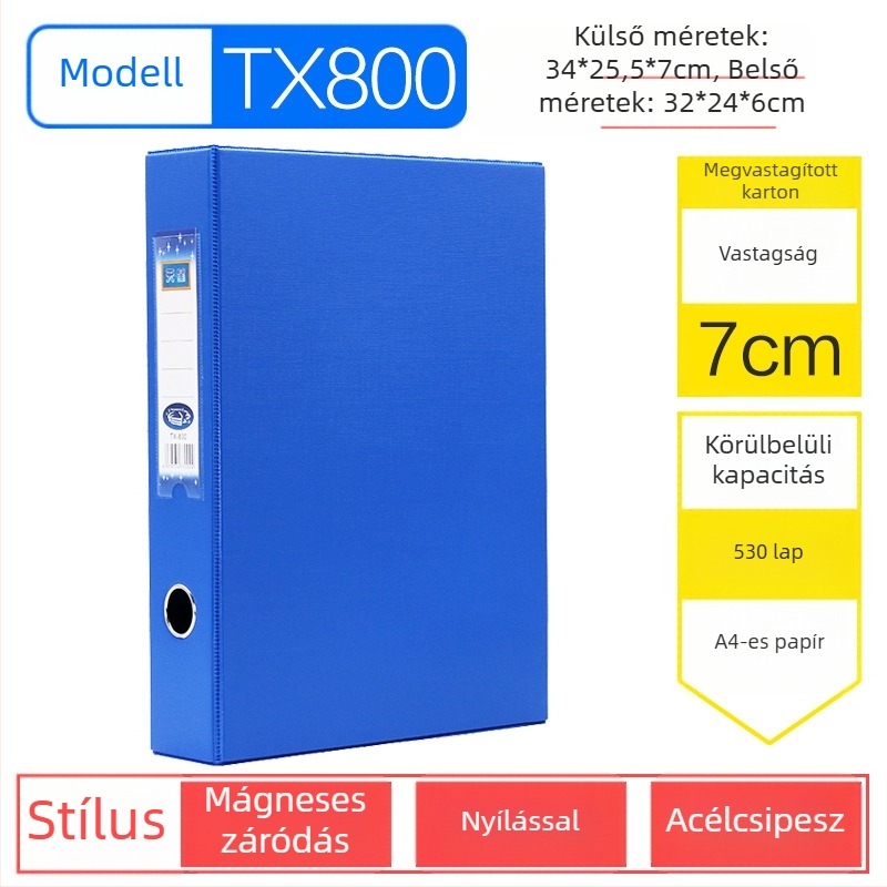 Nanguo Willy A800 vastagított irattartó doboz vas klipekkel, A4-es irattartó doboz mágneses zárással, A801 iratok tárolása