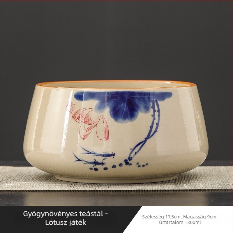 Kerámia teamosóedény Gongfu tea ceremóniához, vízmedencével és hulladékvíz tartállyal