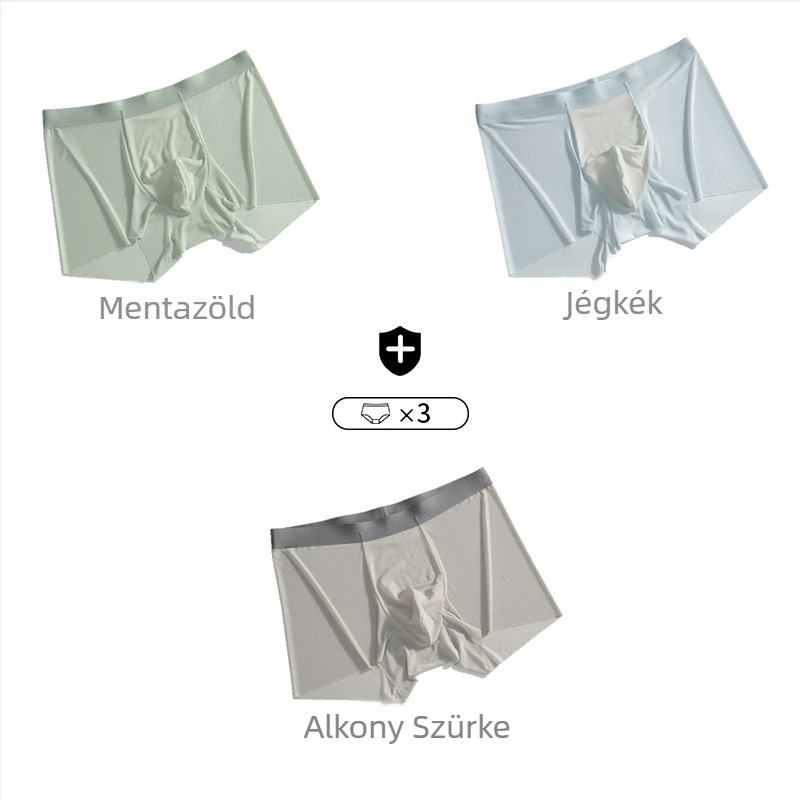 Nyári Ice Silk férfi boxer-briefs, antibakteriális, lélegző, gyorsan száradó, lazán szabott, ajándékdobozban