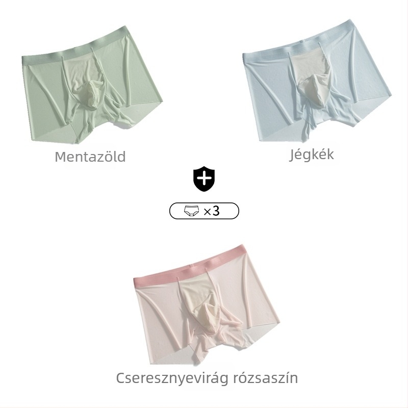 Nyári Ice Silk férfi boxer-briefs, antibakteriális, lélegző, gyorsan száradó, lazán szabott, ajándékdobozban