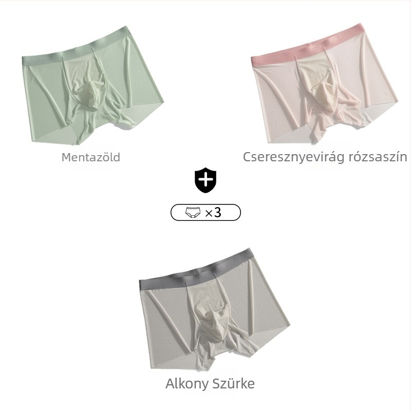 Nyári Ice Silk férfi boxer-briefs, antibakteriális, lélegző, gyorsan száradó, lazán szabott, ajándékdobozban