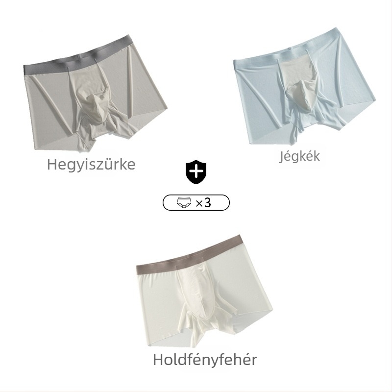 Nyári Ice Silk férfi boxer-briefs, antibakteriális, lélegző, gyorsan száradó, lazán szabott, ajándékdobozban