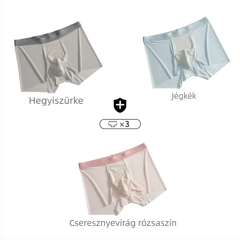 Nyári Ice Silk férfi boxer-briefs, antibakteriális, lélegző, gyorsan száradó, lazán szabott, ajándékdobozban