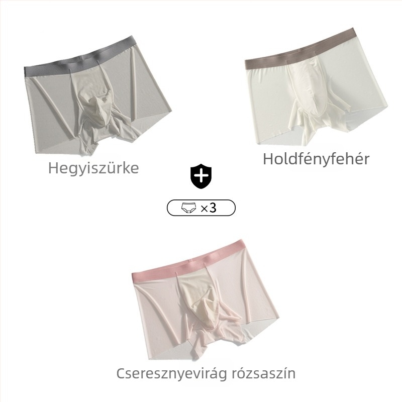 Nyári Ice Silk férfi boxer-briefs, antibakteriális, lélegző, gyorsan száradó, lazán szabott, ajándékdobozban